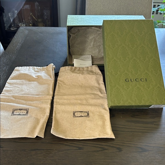 Gucci Other - 🎉HOST PICK🎉 GUCCI SHOEBOX WITH ORIGINAL TISSUE /PAPERWORK AND SHOE DUST BAGS